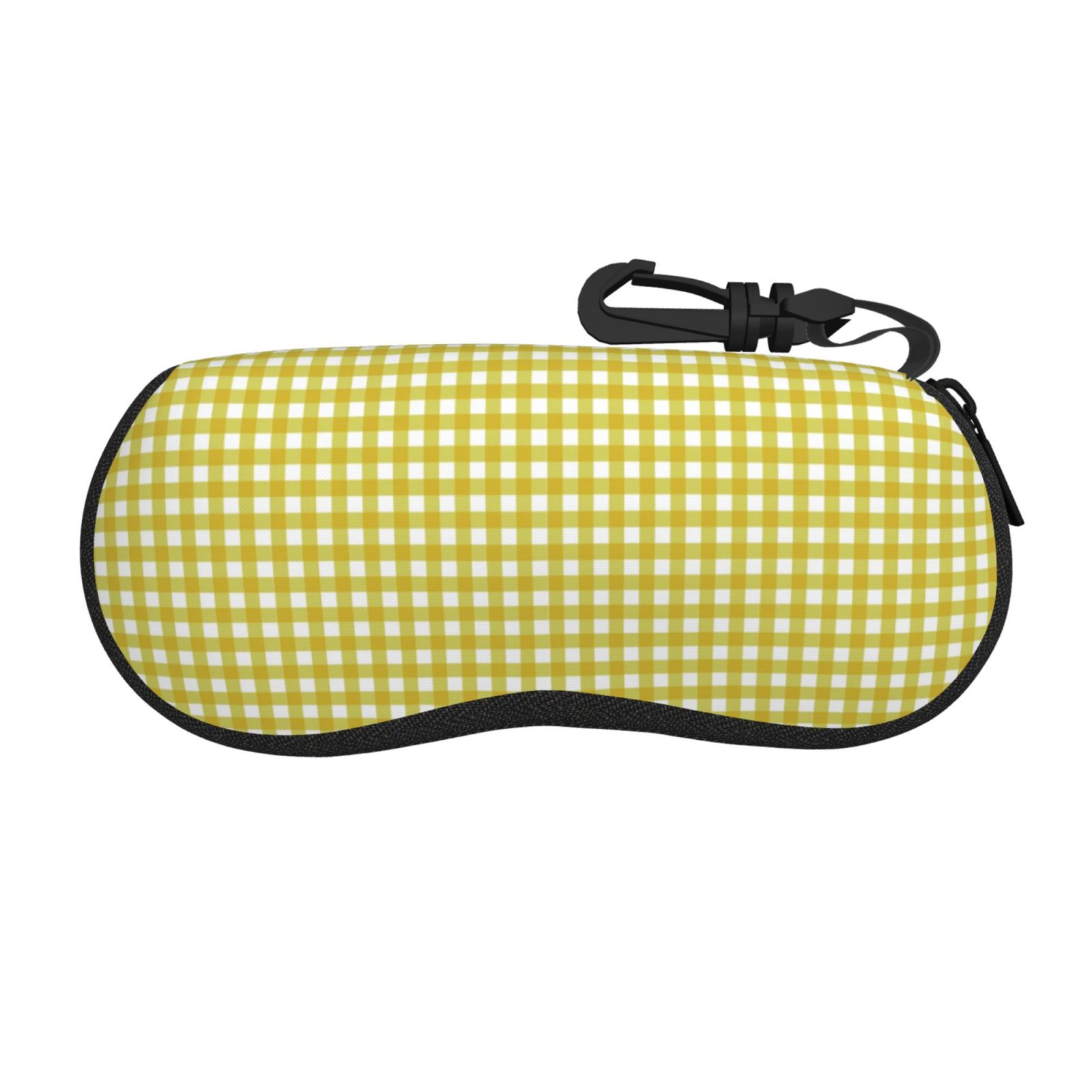 Cauagu Yellow Checkboard Pattern Unisex Glasses Case,Zipper Protective