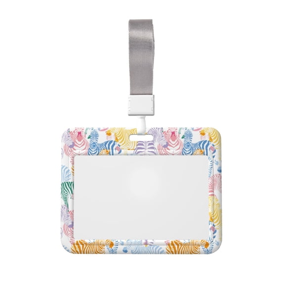 Cauagu Zebra Colourful for ID Badge Holder,Badge Holder with Windows Key Card Work Badge Sleeve for Office/ Factory/ID Credit Cards/Proximity Key Cards