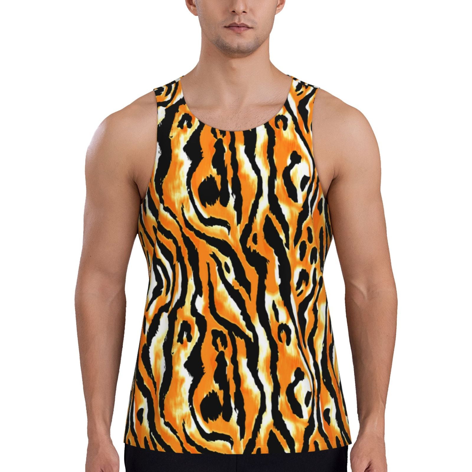 Cauagu Zebra Print Men's Sleeveless Muscle Shirts,Tank Tops Quick Dry