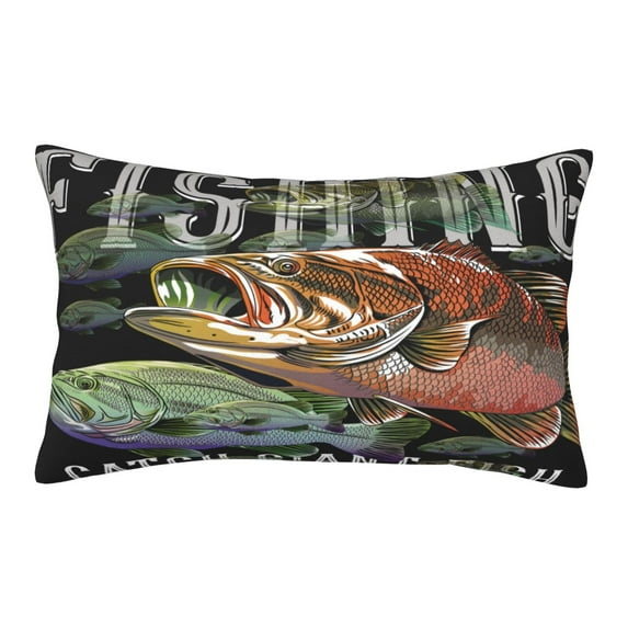 Cauagu bass water fishing Print Pillow Covers with Envelope Closure,1PC Pillow Cases Decorative Pillow Case for Bed & Couch, Pillows Not Included-14"x20"