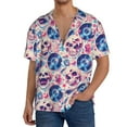 thumbnail image 1 of Cauagu blue record rock Skull Men's Short Sleeve Button Down Hawaiian Shirt for Men Bowling Shirts Casual Summer Beach Shirt,X-Large, 1 of 6