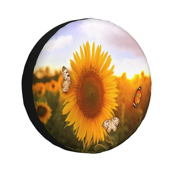 Cauagu butterflies flying near sunflower in field Print Travel Luggage Cover,Travel Dust-proof Suitcase Cover Softside Suitcase Protector for 18-32inch,Not Included Suitcase-17 inch
