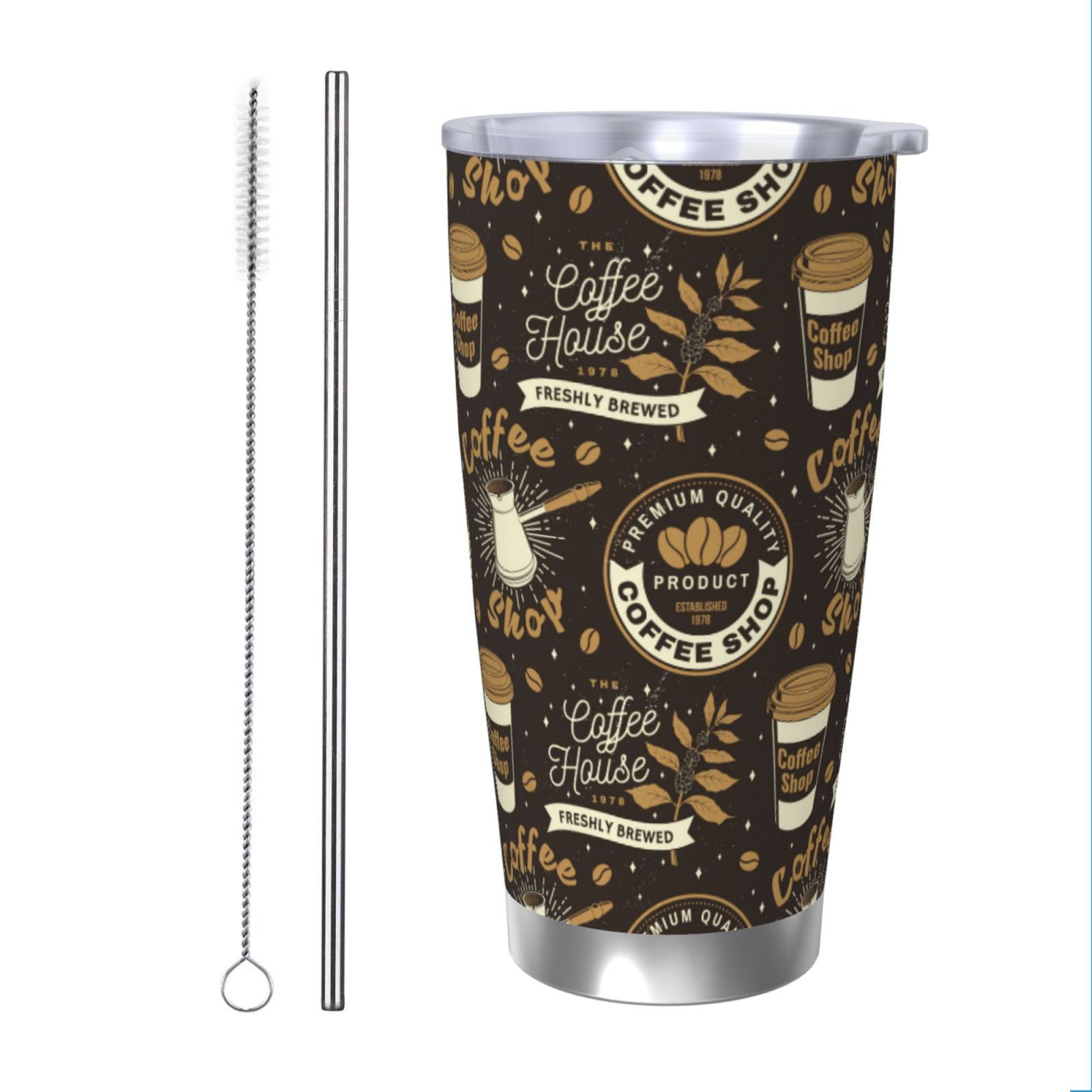Cauagu coffee shop house Pattern 20oz Tumbler,Stainless Steel Vacuum