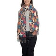 thumbnail image 1 of Cauagu colorful Skull rose Print Women Wrap Shawl tassels Scarves Retro Scarf 77.6"X28.3", 1 of 8