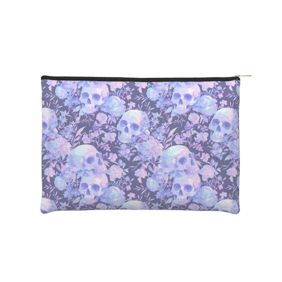Cauagu flower crystal Skull for Tyvek Makeup Bag,Reusable Travel Cosmetic Bag Women Organizer Toiletry Bag Birthday,Gifts for Women Girlfriend Mom Teacher 6.5’’*8.9’’