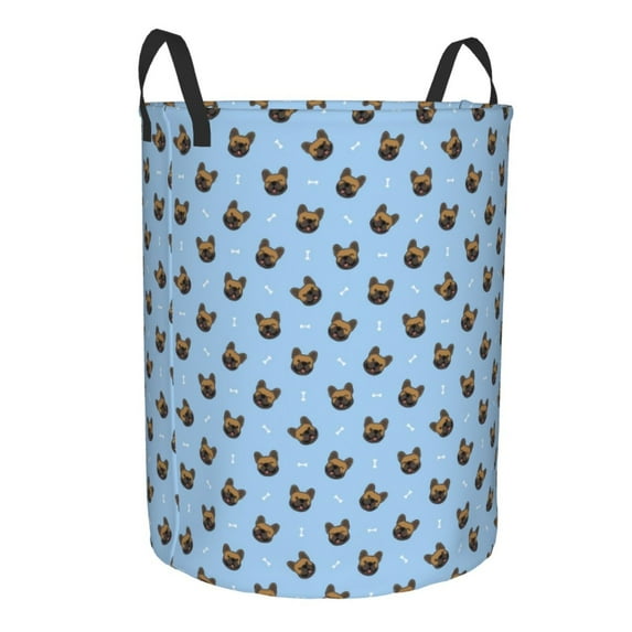 Cauagu french Bulldog Face for Laundry Basket,Collapsible Organizer Basket for Storage Bin Toy Bins Gift Baskets Bedroom Clothes Children Nursery Hamper -Medium