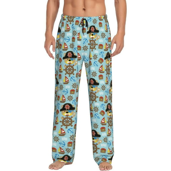 Cauagu funny pirate Mens Pajama Pants Sleep & Lounge Pants,PJ Bottoms with Pockets-X-Large