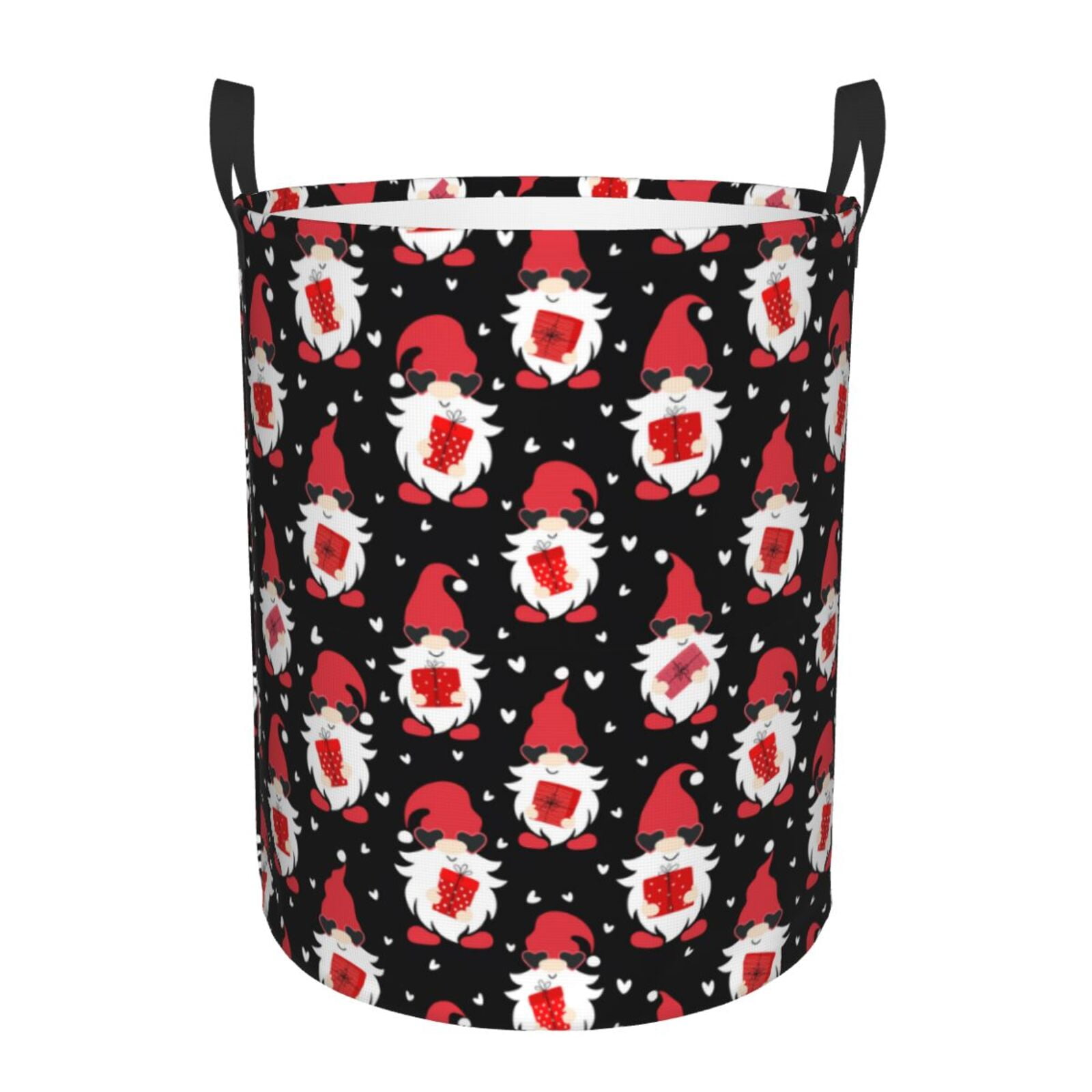 Valentine's Day Gnome & Hearts Collapsible Storage Bin - 14.2x10.2x8.3 Inch Waterproof Canvas Basket