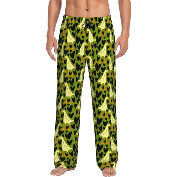 Cauagu goose and hearts Mens Pajama Pants Sleep & Lounge Pants,PJ Bottoms with Pockets-Large