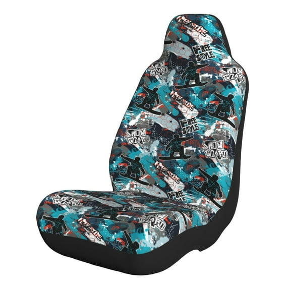 Cauagu snow board colorful Print Car Seat Covers,Universal Automotive Seat Covers Car Seat Protectors Easy to Install Car Cover Car Accessories Auto rucks Van & SUV-1