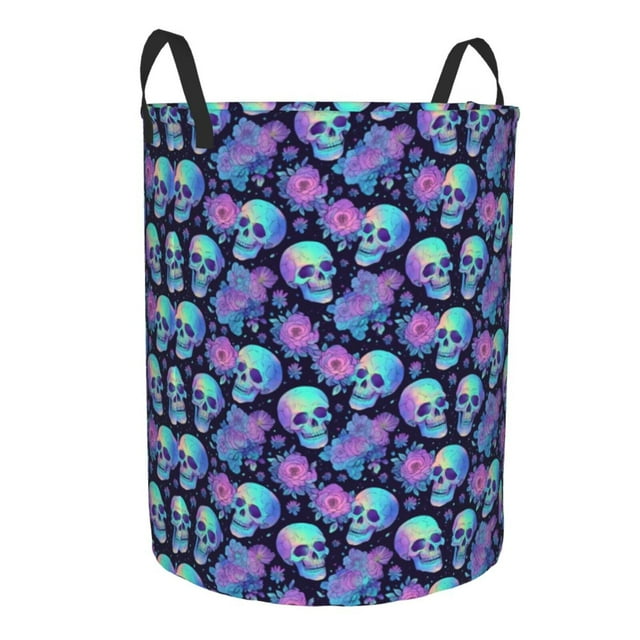 Cauagu starry sky Skull flower for Laundry Basket,Collapsible Organizer