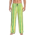 thumbnail image 1 of Cauagu yellow and green houndstooth Mens Pajama Pants Sleep & Lounge Pants,PJ Bottoms with Pockets-Medium, 1 of 6