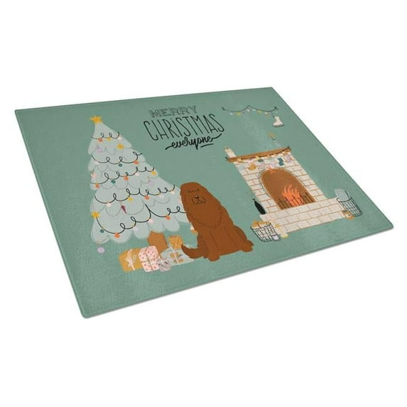 Caucasian Shepherd Dog Christmas Everyone Glass Cutting Board - Large