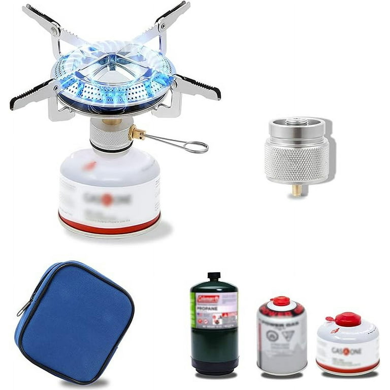 Caudblor Portable Camping Stove Burner Small Backpacking Stoves with Butane Adapter Lightweight Hiking Stove with Carrying Case Little Propane Camp Stove for Travel Walmart