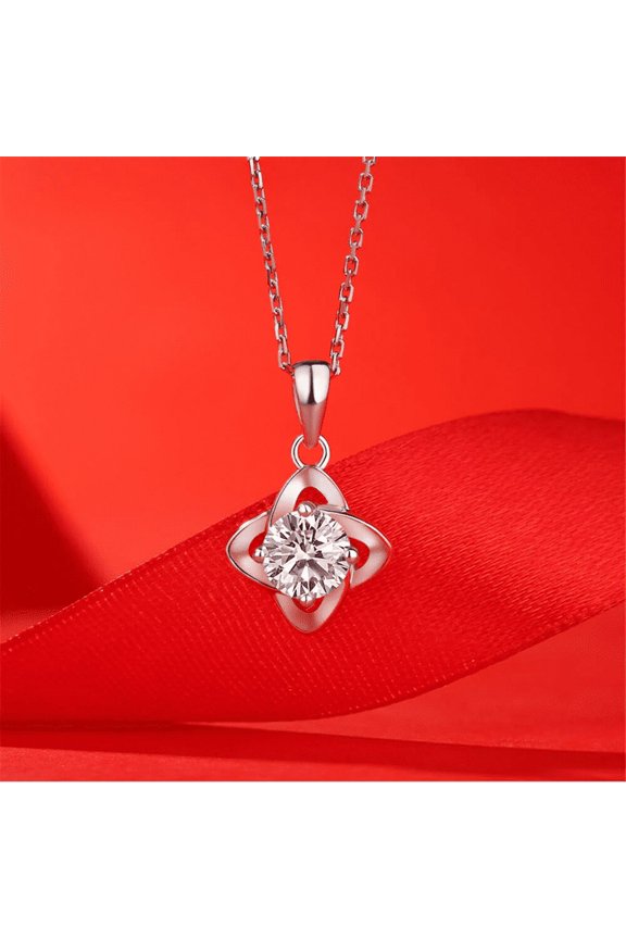 925 Sterling Silver Rhodium Plated Geometric Pattern CZ studded fashion Necklace