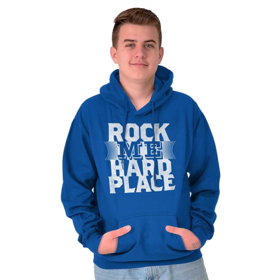 Caught Between Rock Me Hard Place Unisex Plus Size Hoodie Brisco Brands 4X