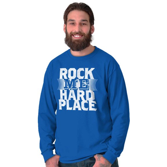 Caught Between Rock Me Hard Place Plus Size Long Sleeve Graphic Tee Shirt Brisco Brands 3X