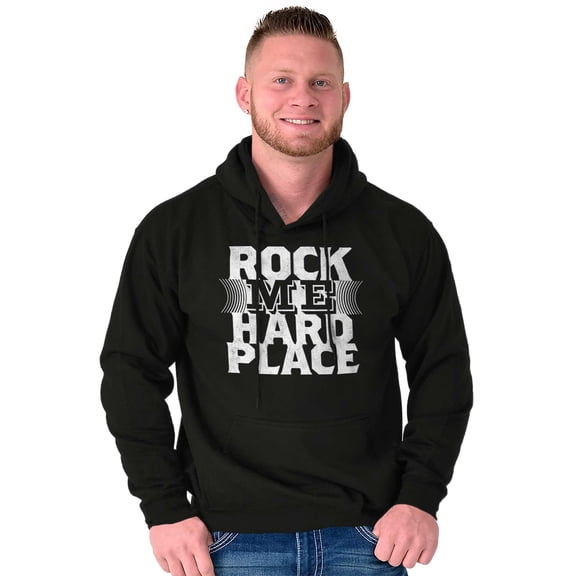 Caught Between Rock Me Hard Place Unisex Plus Fleece Graphic Hoodie Brisco Brands 2X