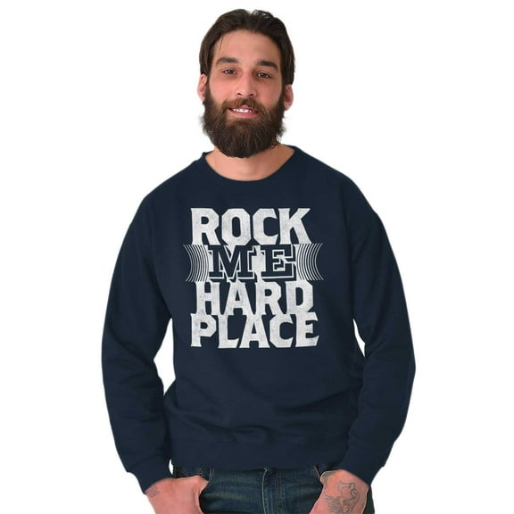 Caught Between Rock Me Hard Place Unisex Plus Fleece Graphic Sweatshirt Brisco Brands 3X
