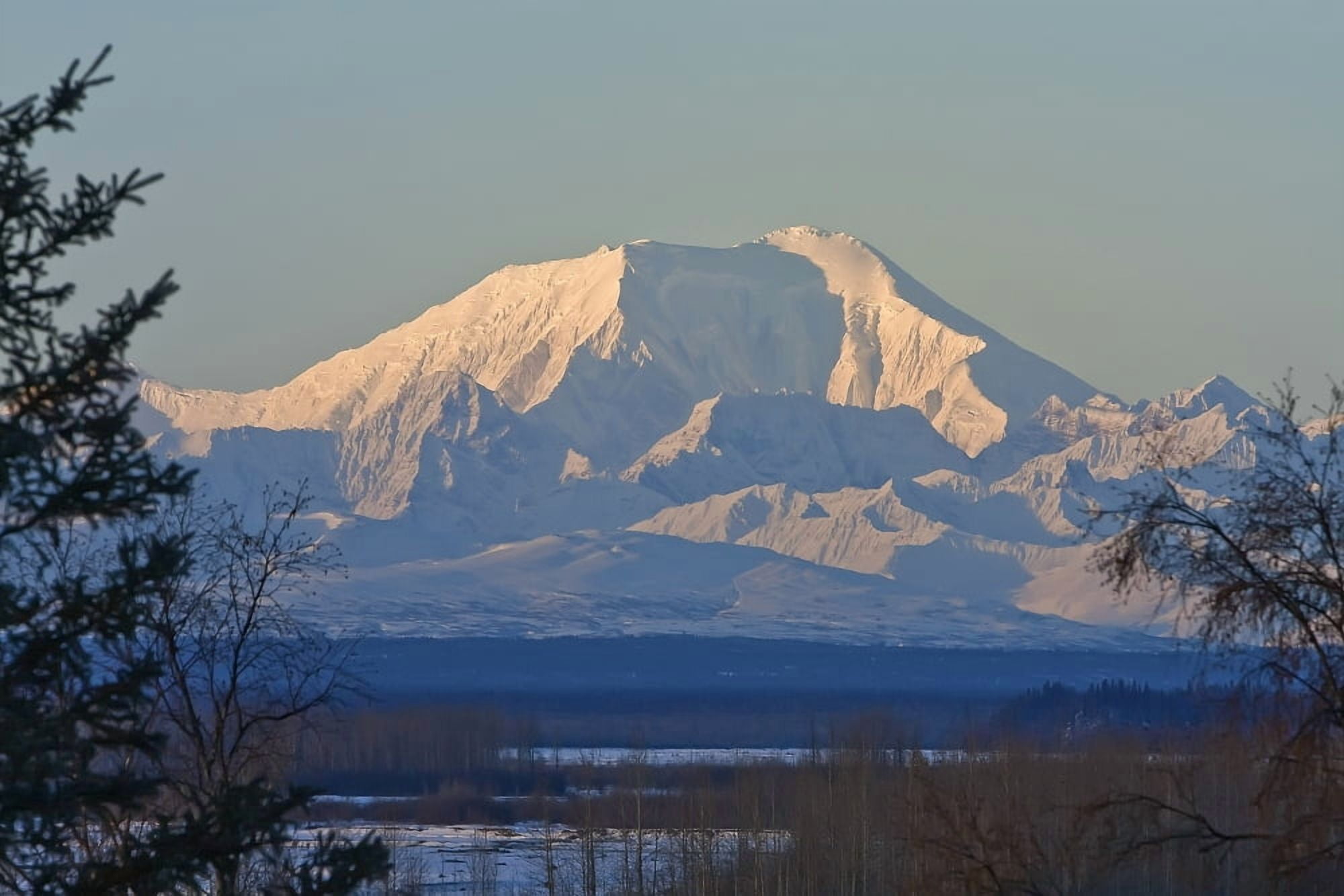 Caught Sunrise On Mt Foraker Just Outside Of Talkeetna Southcentral Alaska Canvas Art - Michael Criss Design Pics (34 x 22)