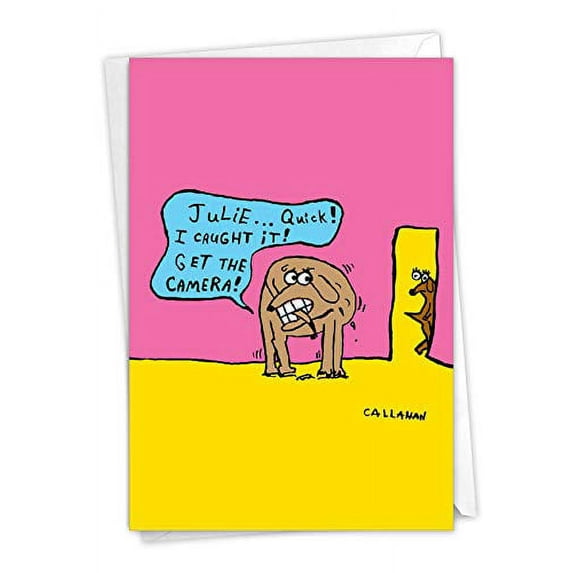 Caught Tail - Funny All Occasion Note Card with Envelope (4.63 x 6.75 Inch) - Hilarious Dog Humor All-Occasion Greeting Card for Pet Lovers - Animal Themed Stationery Notecard C6182OCB
