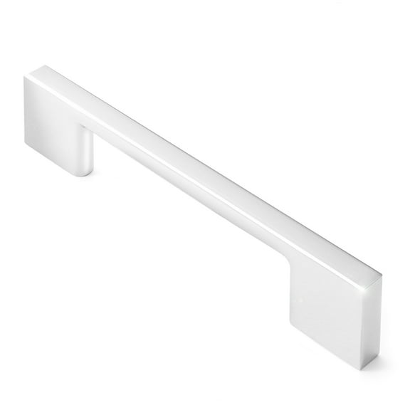 Cauldham 10 Pack Solid Kitchen Cabinet Pulls Handles (3-5/8" Hole Centers) - Modern Thin Profile Drawer/Door Hardware - Style M255 - Polished Chrome