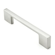 Cauldham 10 Pack Solid Kitchen Cabinet Pulls Handles (3-5/8" Hole Centers) - Modern Thin Profile Drawer/Door Hardware - Style M255 - Satin Nickel