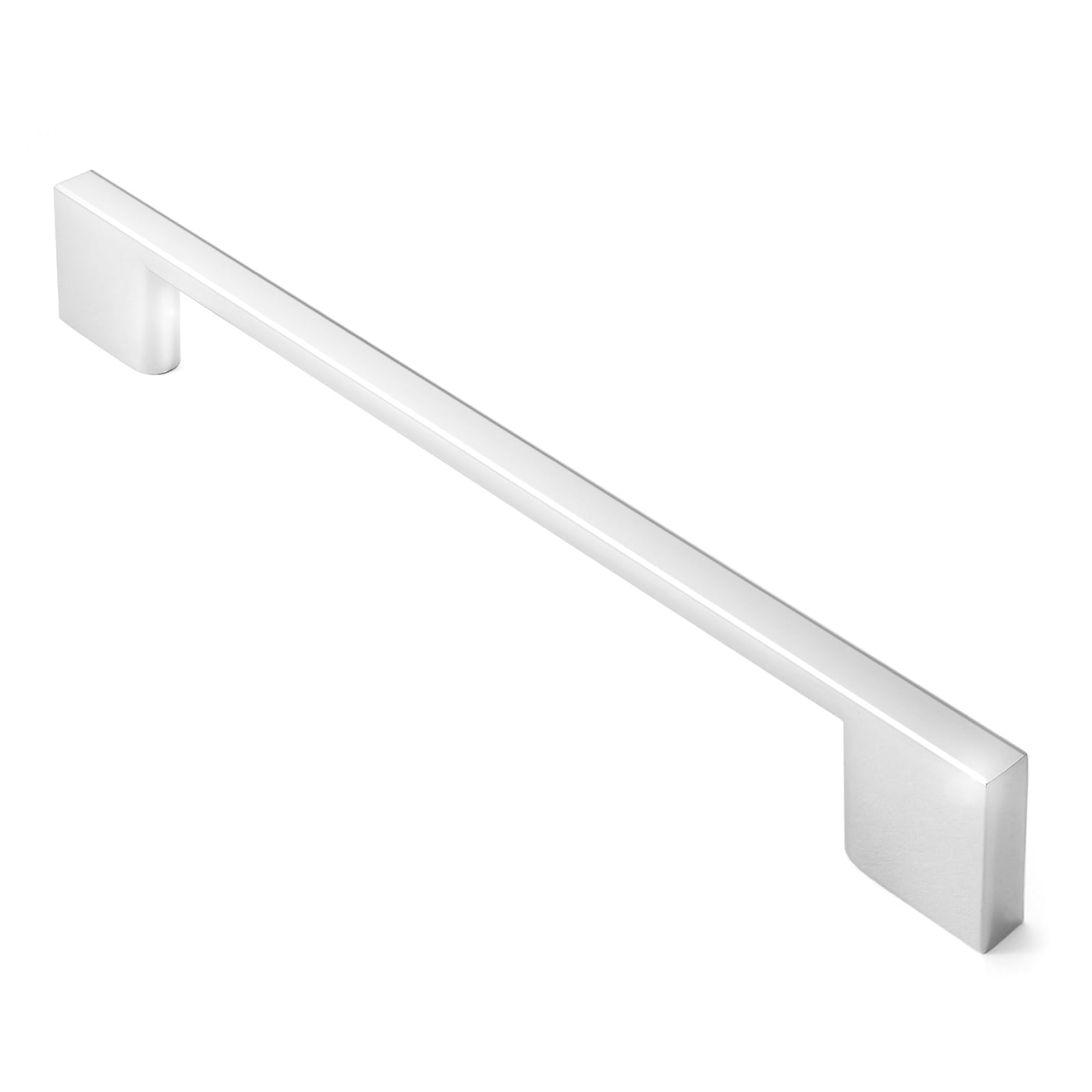 Cauldham 10 Pack Solid Kitchen Cabinet Pulls Handles (6-5/16" Hole Centers) - Modern Thin Profile Drawer/Door Hardware - Style M255 - Polished Chrome
