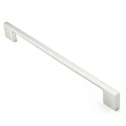 Cauldham 10 Pack Solid Kitchen Cabinet Pulls Handles (9" Hole Centers) - Modern Thin Profile Drawer/Door Hardware - Style M255 - Satin Nickel