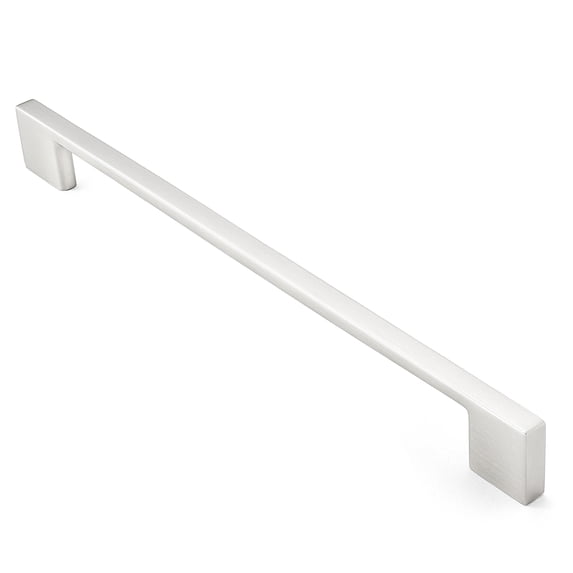 Cauldham 10 Pack Solid Kitchen Cabinet Pulls Handles (9" Hole Centers) - Modern Thin Profile Drawer/Door Hardware - Style M255 - Satin Nickel