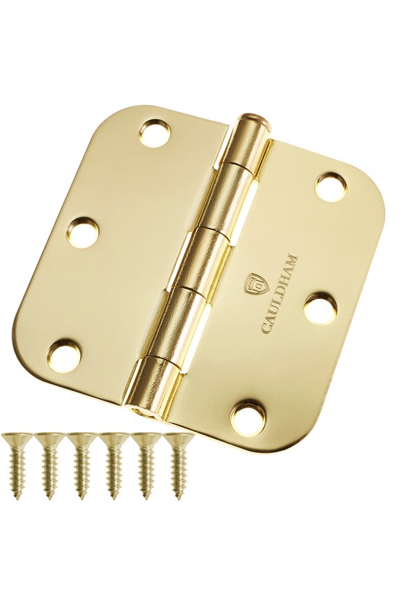 (12 Pack) Heavy-Duty 3-1/2" Interior Door Hinges with 5/8" Radius Corners - Brass