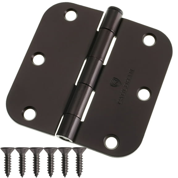 Cauldham (12 Pack) Heavy-Duty 3-1/2" Interior Door Hinges with 5/8" Radius Corners - Oil Rubbed Bronze