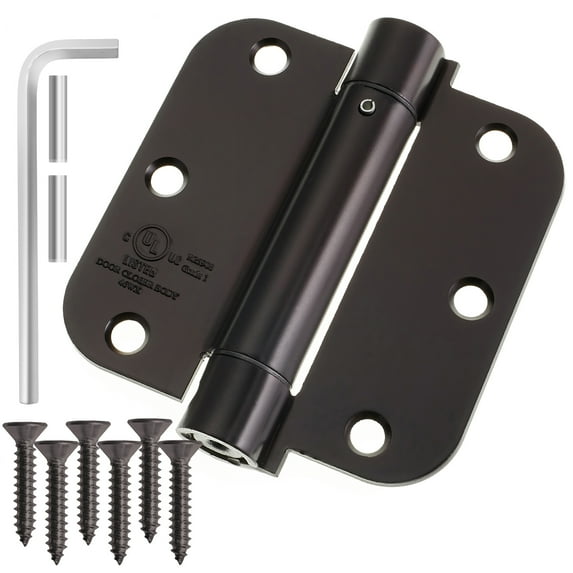 Cauldham (2 Pack) Heavy-Duty 3-1/2" Self-closing Spring Door Hinge with 5/8" Radius Corners, UL Listed - Oil Rubbed Bronze