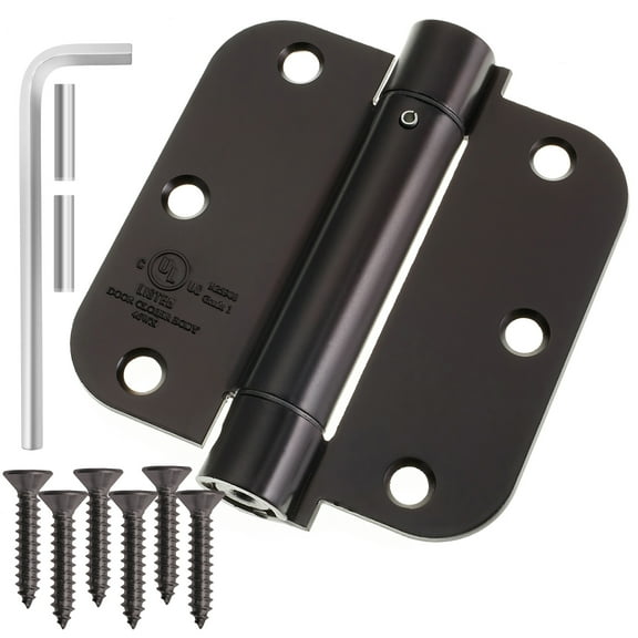 Cauldham (2 Pack) Heavy-Duty 3-1/2" Self-closing Spring Door Hinge with 5/8" Radius Corners, UL Listed - Oil Rubbed Bronze