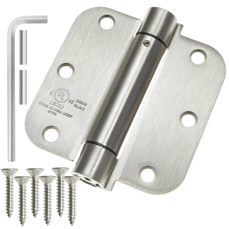 3-1/2 in. x 5/8 in. Radius Satin Chrome Adjustable Spring Door Hinge 3-1/2 in. x 5/8 in. Radius Satin Chrome Adjustable Spring Door Hinge
