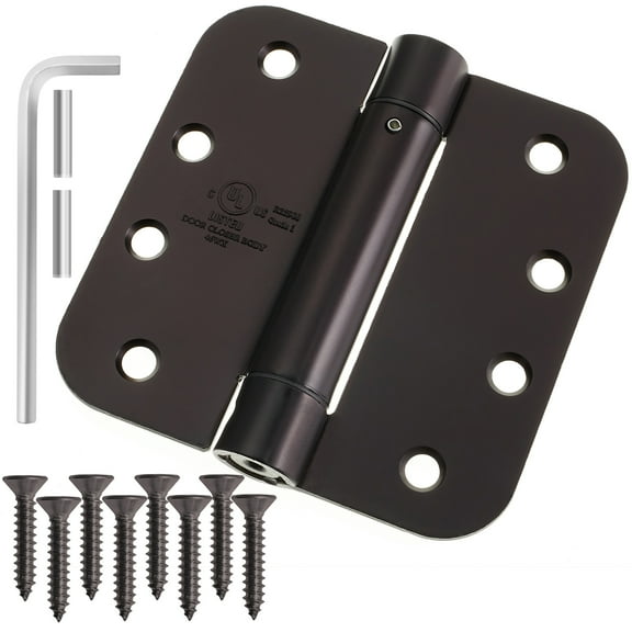 Cauldham (2 Pack) Heavy-Duty 4" Self-closing Spring Door Hinge with 5/8" Radius Corners, UL Listed - Oil Rubbed Bronze