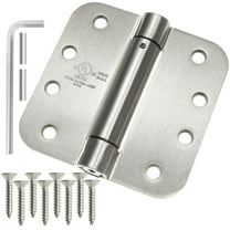 Cauldham (2 Pack) Heavy-Duty 4" Self-closing Spring Door Hinge with 5/8" Radius Corners, UL Listed - Satin Nickel