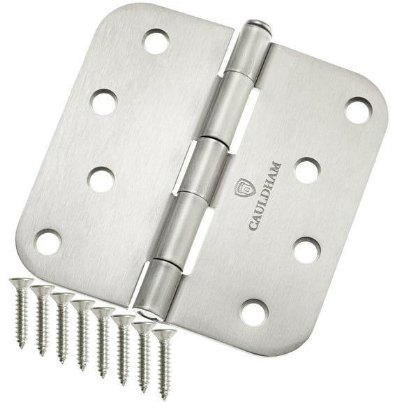 Cauldham (24 Pack) Heavy-Duty 4" Interior Door Hinges with 5/8" Radius Corners - Satin Nickel