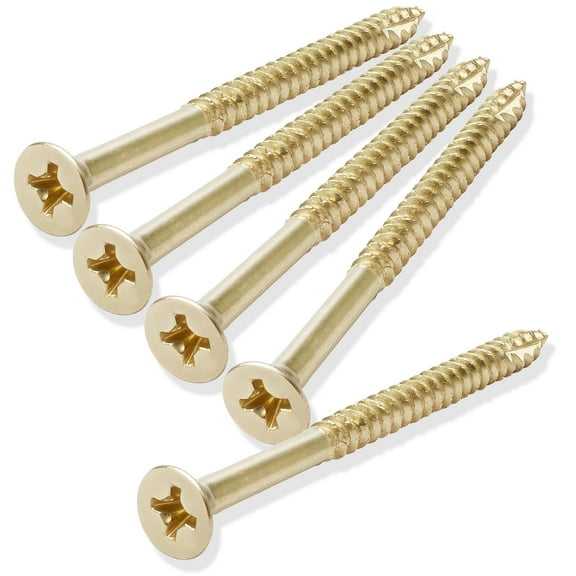 Cauldham Bright Brass Wood Screws #9 x 2-1/4 Inch for Door Hinges - 25 pack