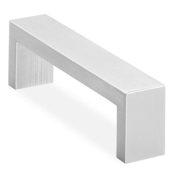 Cauldham Solid Stainless Steel Cabinet Hardware Square Handle Pull Brushed Satin Nickel 4" (96mm) CC - Pack of 10