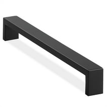 Cauldham Solid Stainless Steel Cabinet Hardware Square Pull Matte Black (8-3/4" Hole Centers) - 10 Pack