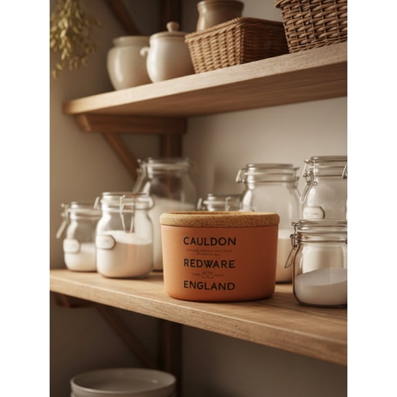 Cauldon Redware Small Storage Jar with Logo in Terracotta Brown