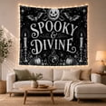thumbnail image 1 of Cauldron with Bats Candles Pumpkins and Crystals, Playful Gothic Style for Halloween Decor Lovers, Witchy Wall Art, Halloween Gift, Tapestry Wall Hanging for Bedroom and Dorm, 1 of 7