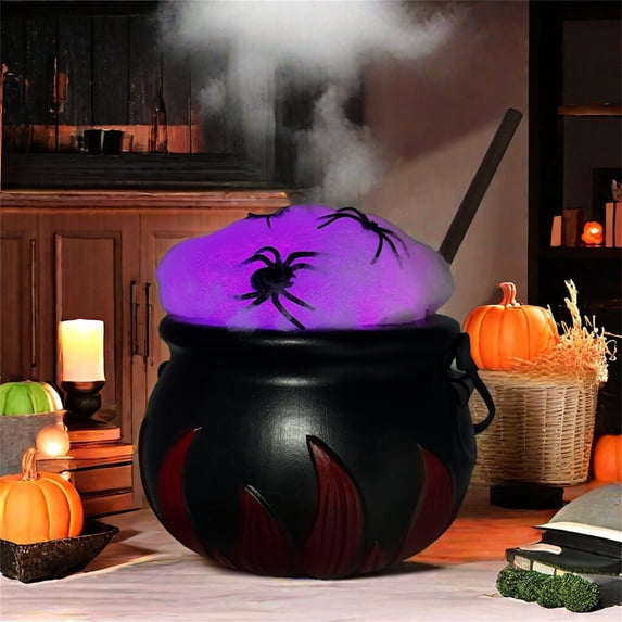 Cauldron Halloween Decor 6 X 3.5 Inch Plastic Cauldron with Purple Halloween Decor Light Up Spooky Halloween Decor for Halloween Party Indoor and Outdoor Halloween Decor 1 Pack
