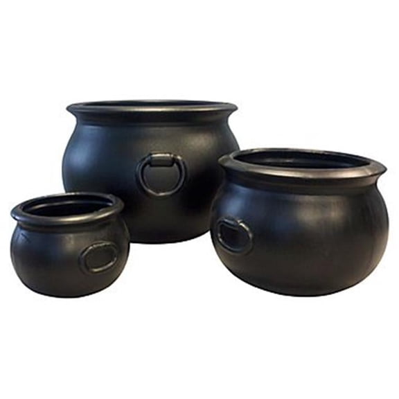 Cauldron Planter Set - Black - 16 12 & 8 in. - Durable Multi-Pack
