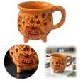 thumbnail image 1 of Cauldron Shaped Coffee Mug | Orange Floral Pumpkin Pattern | Ceramic Halloween Themed Cup | Magical Crucible Drinkware | Seasonal Beverage Serving Cup, 1 of 6