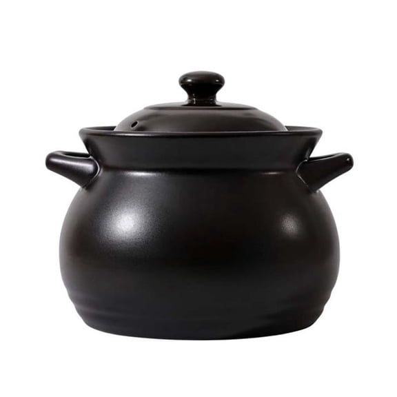 Large Cauldron Crock Pot, Glazed Ceramic Cooking Pot with Lid for Stovetop Soup, Stew and Porridge, Even Heating, Easy to Clean