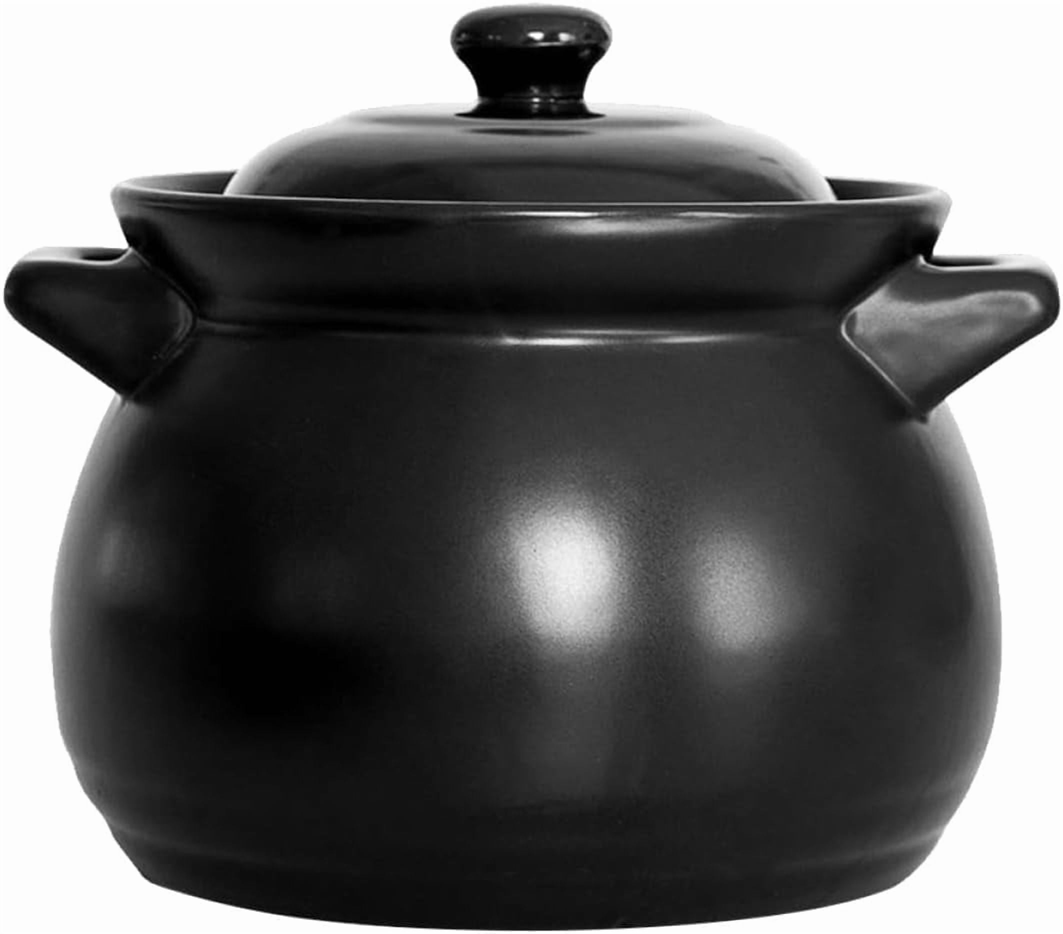 Large Cauldron Crock Pot, Glazed Ceramic Cooking Pot with Lid for Stovetop Soup, Stew and Porridge, Even Heating, Easy to Clean