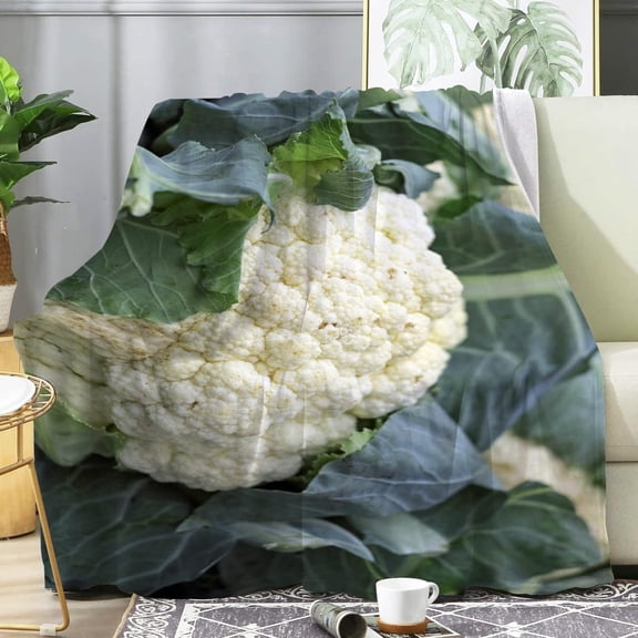 Cauliflower Vegetables Food Blanket for Adult and Kids, Funny Realistic Food Throw Blankets,Novelty Soft Flannel Food Blanket,Perfect for Camping, Home Bed Sleeping 40"x30" XSmall for Pets