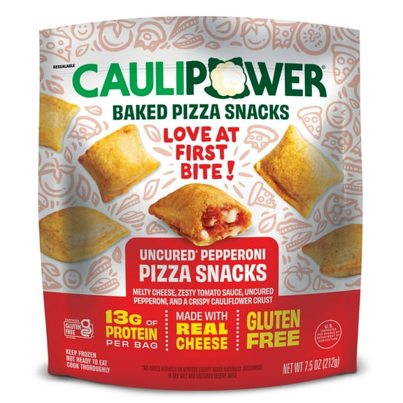 CAULIPOWER Gluten Free Uncured Pepperoni Frozen Pizza Snacks, 7.5 oz